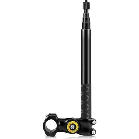 Beyamis Support de caméra pour guidon de moto/vélo avec perche à selfie, longueur réglable de 27,9 cm à 113,5 cm, vis 1/4 pouce, compatible avec INSTA360 X2/X3. (1/5)