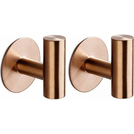 Pack Self Adhesive Wall Hooks for Bathroom, Rose Gold, No Drilling Hooks, Self Adhesive Bathroom Towel Hooks, Stainless Steel, (1/4)