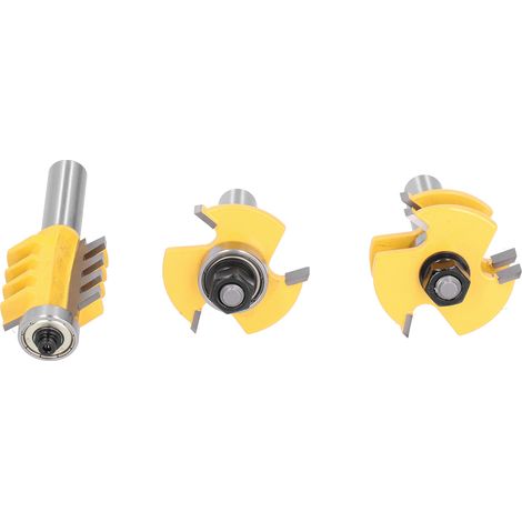 Fraise à profiler, queue de 12 mm, fraise à trois lames jaune, outil de coupe pour le travail du bois
