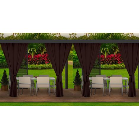 Rideaux D'extérieur 4x155x220cm Marron Rideau pour Pergola Imperméable Rideau Exterieur pour Terrasse Rideau Pare-Soleil pour Balcon