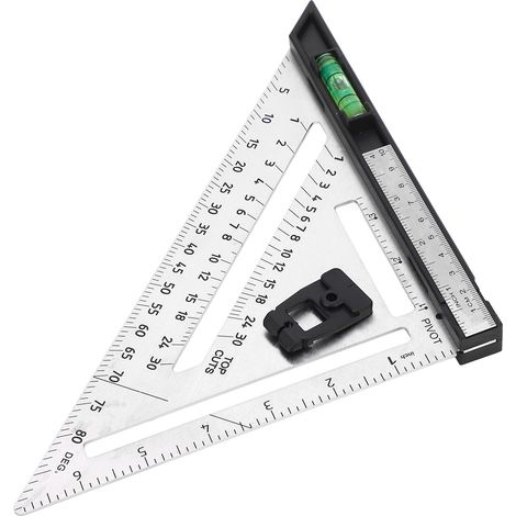 Équerre de menuisier à double échelle de 18 cm avec niveau à bulle (1/5)