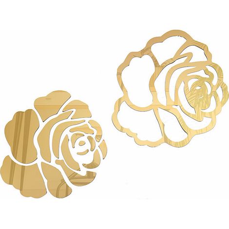 Autocollant Miroir Murale Forme Rose - Décoration Intérieure Salon Chambre - Autocollants Décoratifs Sans Trace - Lot de 12 (1/5)