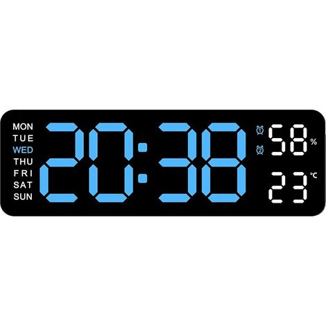 Horloge murale, affichage numérique, fonctionnalité de double alarme, BBL, 22,8x7,5x3,5cm-c (1/2)