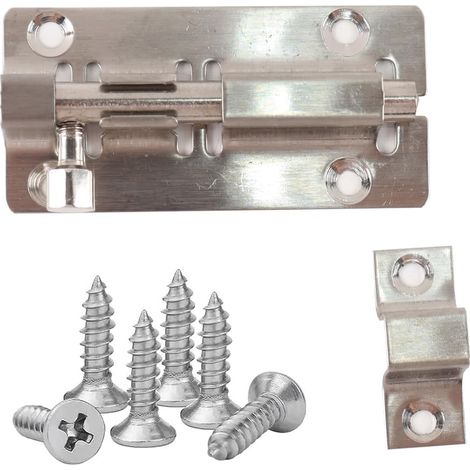 Serrure à pêne en Acier Inoxydable, verrou de Porte argenté à pêne Coulissant avec vis, verrou de Porte pour Salle de Bain, abri de Jardin, Toilettes (7,6 cm) (1/5)