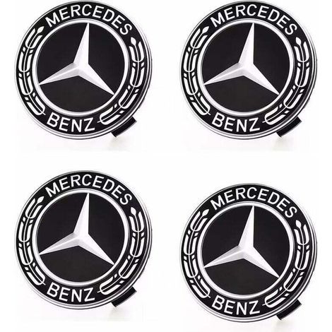 Cache moyeux Mercedes Benz 75mm – Lot de 4 capuchons ABS – Remplacement d'enjoliveurs usés – Intégration parfaite et résistance optimale (1/5)