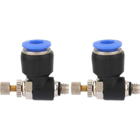 Deux raccords pneumatiques M5, en plastique et laiton, pour tuyaux pneumatiques et vannes de régulation de débit d'air, diamètre extérieur 6 mm, noirs. (1/5)