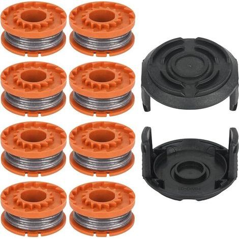 MGTP18Li Bobine de fil compatible avec coupe-bordure Mac Allister MGTP18Li - Longueur : 3,05 m - Diamètre : 1,65 mm - Avec couvercle de bobine (8 bobines + 2 capuchons) (1/5)