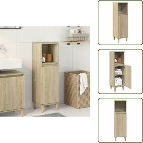 Armoire salle de bain chêne sonoma 30x30x100 cm - Meuble De Salle De Bain - Armoire De Salle De Bain - Rangement Salle De Bain - Commode Salle De Bain - Décoration Salle De Bain