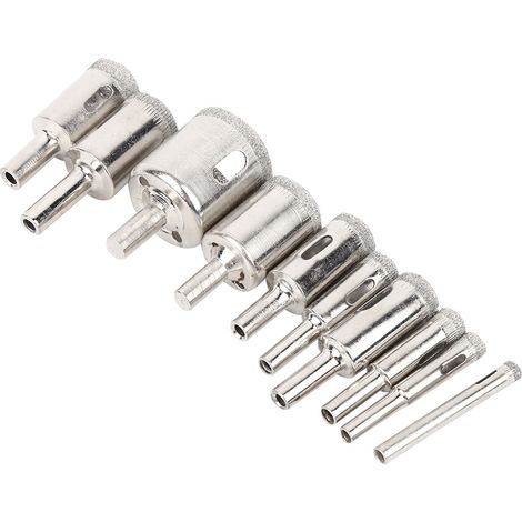 Lot de 10 forets diamantés de 6 à 30 mm pour le perçage du marbre et des carreaux de verre. (1/5)