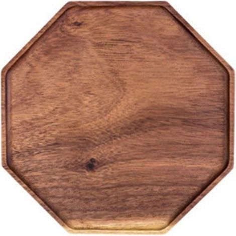 Assiette Bois - Plateau Octogonal pour Dessert Fruits Pain Bonbons - Usage Intérieur et Événements Festifs - 1 Pièce (1/4)