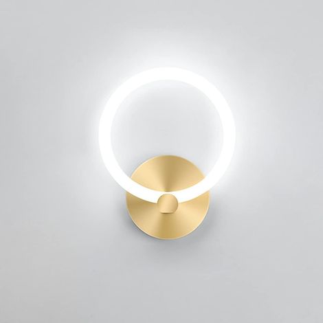 Lampe Murale LED Intérieur Doré Applique de Chevet Moderne Ronde 19cm Applique Murale Chambre Décoration pour Salon Couloir, 10W (3000K White Light) (1/4)