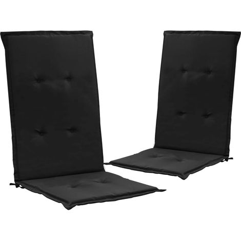 juego de 2 cojines para sillas de jardín 100% poliéster negro 120 x 50 x 3 cm DEC021666