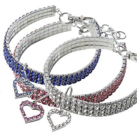 Collar de tela con forma de corazón para mascotas, collar para perros, 1 unidad, color rosa. (1/5)