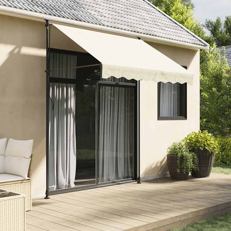 Markise Einziehbar Creme 250x150 cm Stoff und Stahl