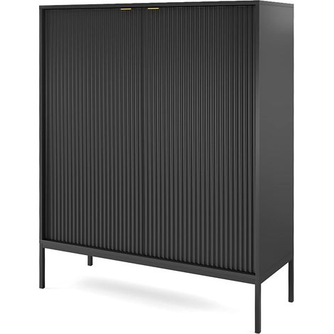 Cassettiera: 2 ante, Nero, Nero, 104 x 125 x 39 cm, maniglie dorate (1/5)