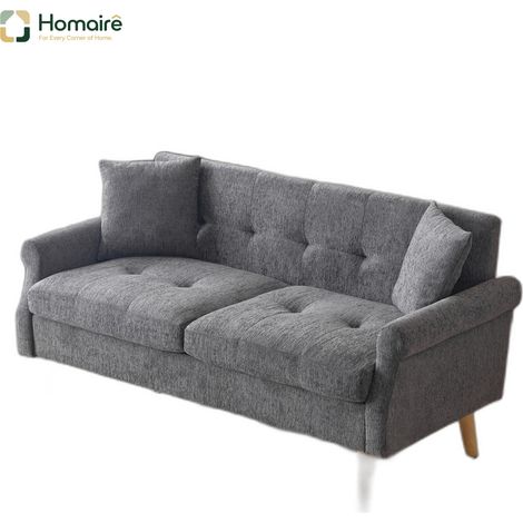 Canapé en velours gris avec accoudoirs 162 x 74 x 77 cm HOMAIRE (1/5)