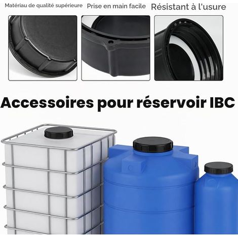 Bouchon cuve s100x8 100mm IBC 1000l, Bouchon Couvercle IBC DN80 Réservoir Aquarium, vanne fût, arrosage Jardin Adaptateurs Robinet Outils (S100 X8) (1/2)