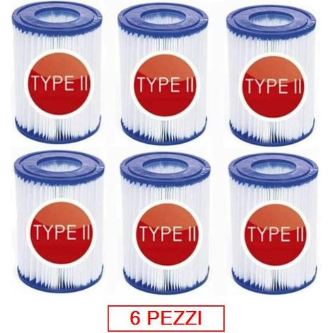 BESTWAY Kit 6 pezzi 58094 Cartuccia filtro tipo II per pompe da 2006/3028 Lt/h (1/3)