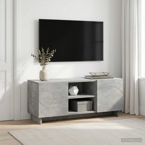 vidaXL Meuble TV 90 x 34,5 x 40 cm Gris béton Bois d'ingénierie (1/5)