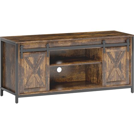 Meuble TV en bois et métal style industriel pour téléviseur jusqu'à 60 pouces, 120 x 40 x 54 cm, coloris brun (1/5)