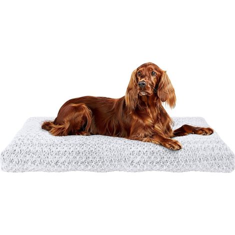 Lit panoramique pour grands chiens, Orthopédique, Doux et moelleux, Lavable, 135x92cm Blanc