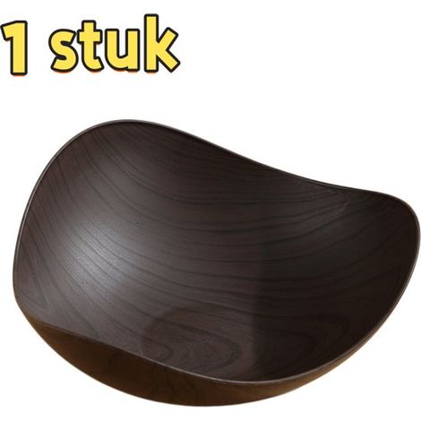 Corbeille à fruits en bois de cerisier – Plateau épaissi effet grain de bois – Coupe décorative portable pour fruits, biscuits et snacks – 24,5 × 9,5 cm – Noir (1/5)