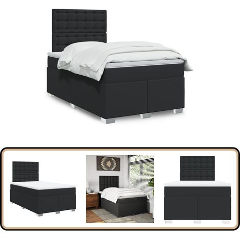 vidaXL Boxspringbett mit Matratze Schwarz 120x200 cm Kunstleder