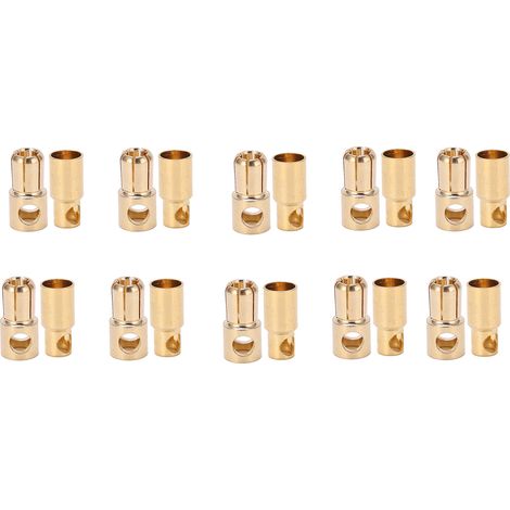 Lot de 10 connecteurs banane 6mm en cuivre plaqué, fiche mâle femelle pour batterie, transmission optimale