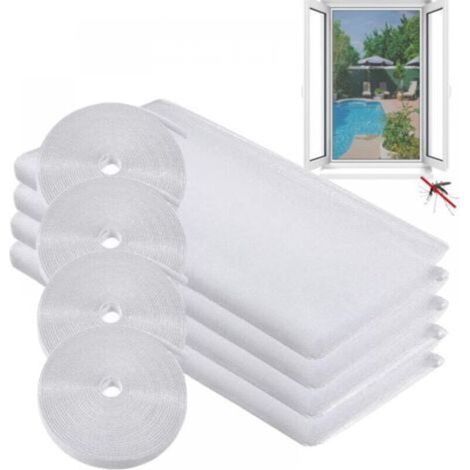 1,3 m x 1,5 m, zanzariera per finestra, rete antizanzare, schermo per finestra, 4 rotoli di rete antizanzare per finestra