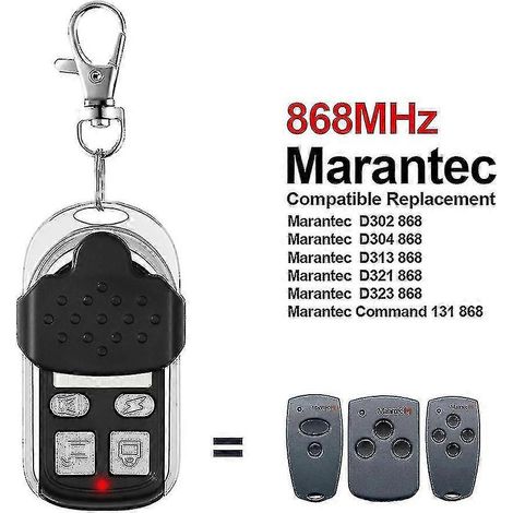 Télécommande de porte de garage Marantec 868 MHz / 433 MHz (compatible avec les modèles numériques D302, D304, D313, D323, D382, D384, 131, 868 Command, 211, 212, 214 et 221868 MHz)