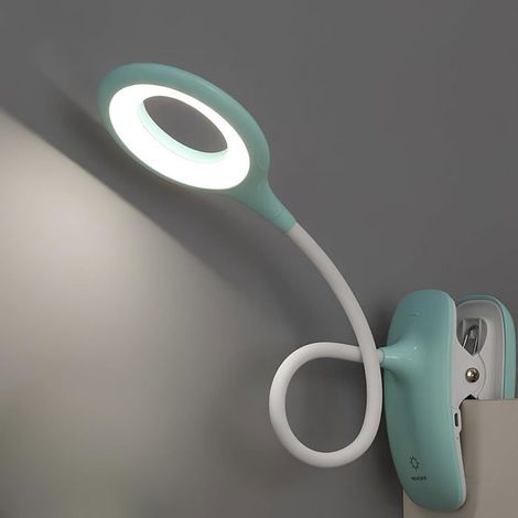 Lampe de Lecture LED Lampes Clip Lampe de Bureau pour enfant avec Cou Flexible USB rechargeable Readers étudier le travail,Bleu (1/5)