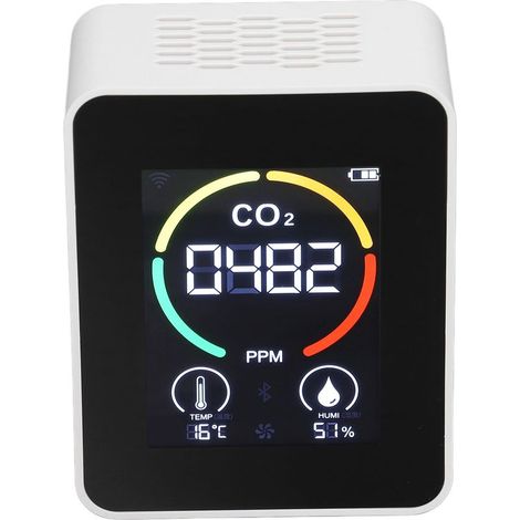 Détecteur CO2 H8 Plus ZNAZGG01, Moniteur de Qualité d'Air avec Capteur de Température et d'Humidité, Blanc (1/5)
