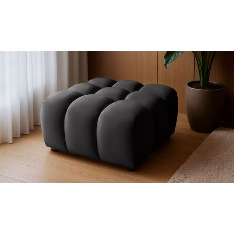 Polsterhocker Designerhocker FLOW in Stoff Bluvel Schwarz
