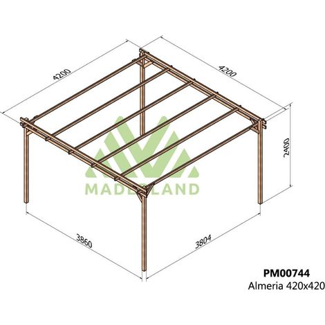 Pérgola de Madera Maciza Almería (Maderland) - Gardeneas - 420 x 420 cm