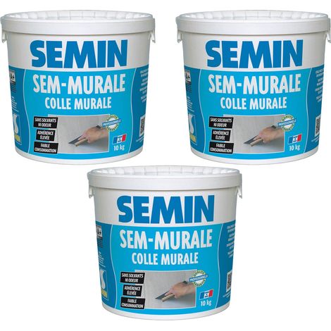 Sem-Murale, Colle pour Toiles de Verre et Revêtements Muraux Légers Semin, Prêt à l'Emploi, Seau de 10 kg (Lot de 3)