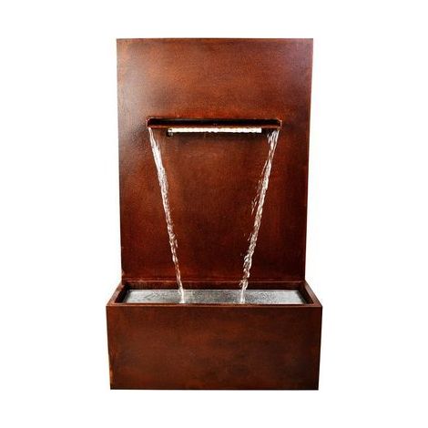 Köhko® Fontaine cascade avec éclairage LED, hauteur 100 cm, jeu d’eau en acier Corten 31008