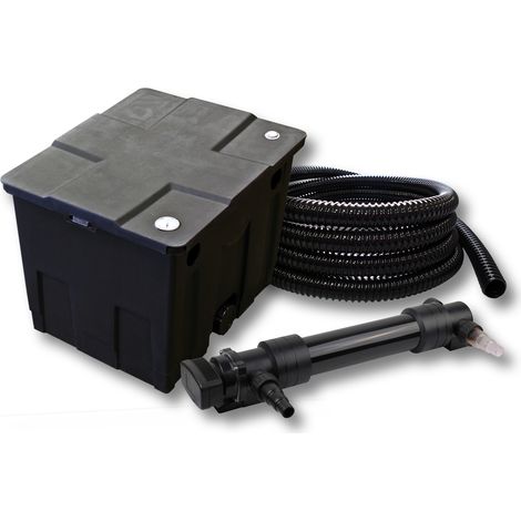 SunSun Kit complet: CBF-350 Filtre de bassin jusqu'à 12000 L Biologique, CUV-636 lampe uv UVC Clarificateur avec 36W, 5m Tuyau 25 mm (1")