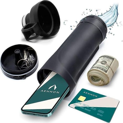 Bouteille d'eau avec fond caché pour ranger de l'argent et des objets de valeur (1/4)