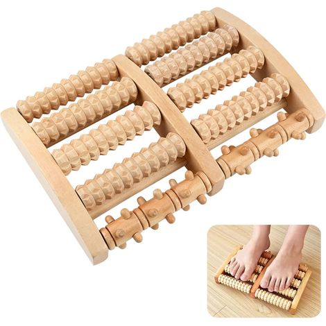 Rouleau de massage en bois pour pieds, machine de massage pour fasciite plantaire, soulagement de la douleur (1/5)