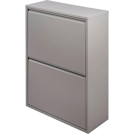 Pattumiera Raccolta Differenziata In Metallo Con 4 Cestini Estraibili E 2 Ante A Ribalta Bidone Cestino Salvaspazio Per Cucina Balcone Lavanderia Moderna 60 x 25 x 92.5 Cm Grigio (1/5)