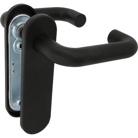 1 Paire - Poignée De Porte - Plaque De Propreté - Acier Et Polypropylène - Finition Noire Ergonomique - Pour Intérieur Et Extérieur - Noir - 172x46 cm