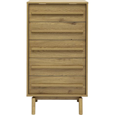 Cassettiera alta finitura legno rovere 5 cassetti L60 cm YSEULT (1/5)