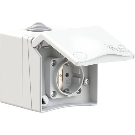 PRESA DA PARETE PCE 8630V PROTEZIONE DA PALLONCINI IP44 BIANCO (1/2)