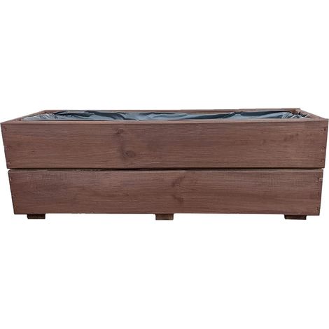 Blumentopf für Balkon, Fensterbank, rechteckiger Holztrog, Palisander 60x18 D27 (1/5)