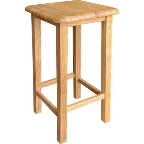 Hallowood Furniture Waverly Oak Bar Stool in Light Oak Finish, Solid Wooden Stool with Footrest, Ideal for Kitchen Island, Breakfast Bar, Dressing Table, Living room or Hallway (1/5)