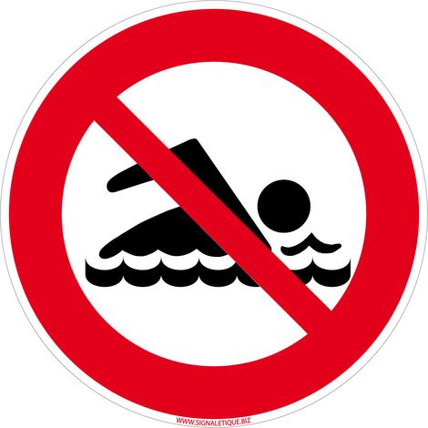 Panneau Interdiction Baignade - Signalisation Sécurité - Adhésif - Diamètre 450 mm (1/5)