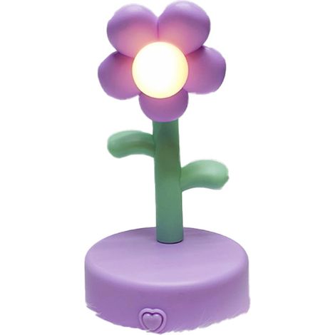 Lampe de Table Fleur Lumière Nuit Portable Décorative Bureau Chambre Violet (1/5)