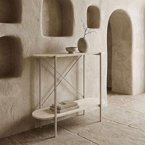 Console - HOME DECO FACTORY - TERRA NOVA - Élégante - Aérienne - Blanc et Beige