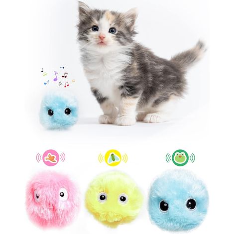 Balle Jouet Chat Interactif - 3PCS Balle Intelligente - Interactif Réaliste Jouet de Balle avec 3 Sons (1/5)