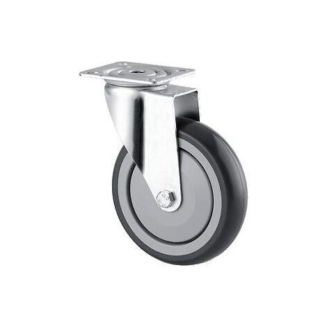 Roulette pivotante fixation à platine roue polypropylène pour collectivités, diamètre 100 mm, charge 70 kg, type 1670 PIP - Tente